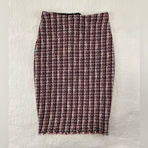 Bailey 44 Women’s Sz XS Red White Blue Tweed Pencil Skirt Stretch Knee Length